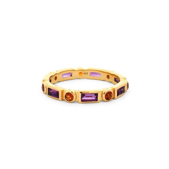 Amethyst & Citrine Eternity Band Ring in Gold Plated Sterling Silver