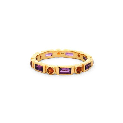 Amethyst & Citrine Eternity Band Ring in Gold Plated Sterling Silver