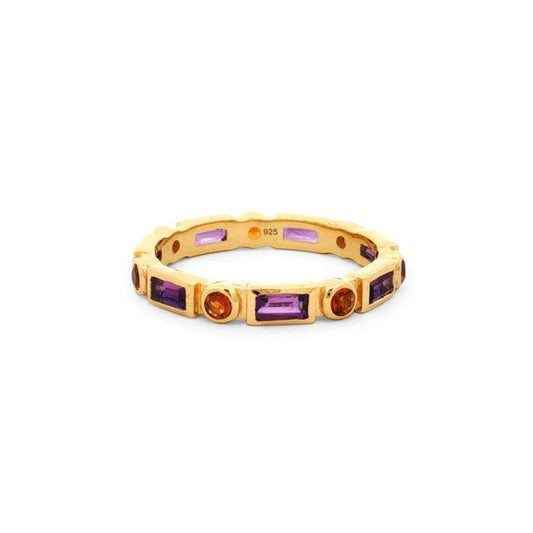 Amethyst & Citrine Eternity Band Ring in Gold Plated Sterling Silver