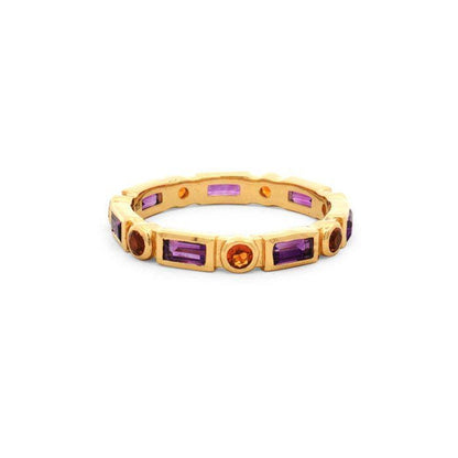 Amethyst & Citrine Eternity Band Ring in Gold Plated Sterling Silver