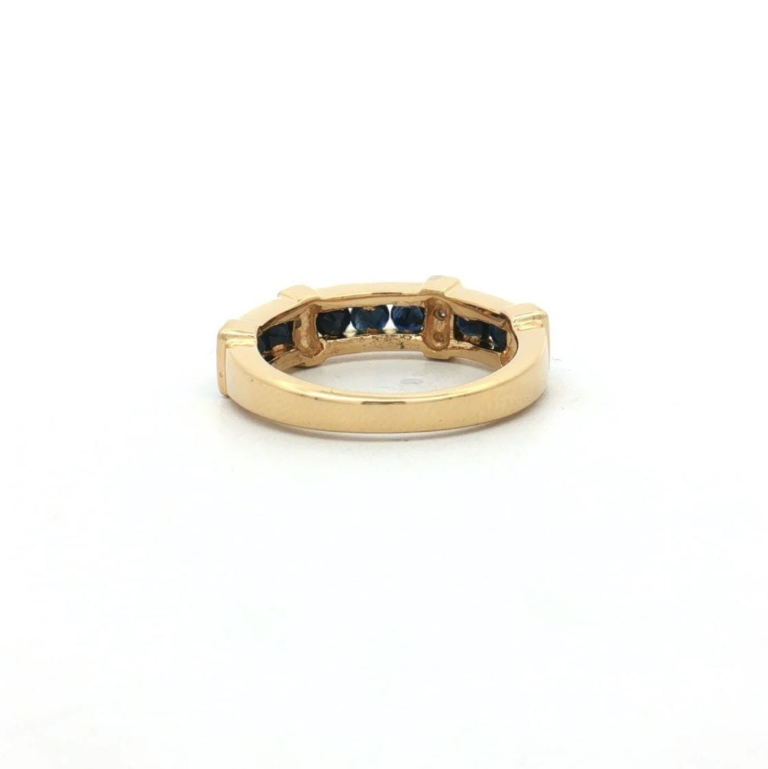 Natural Sapphire & Diamond Channel Ring in Gold Plated Sterling Silver