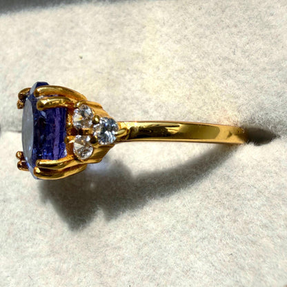 Natural 1.5 Ct Oval Tanzanite Ring | Solid 925 Sterling Silver Ring | Promise Engagement Gift