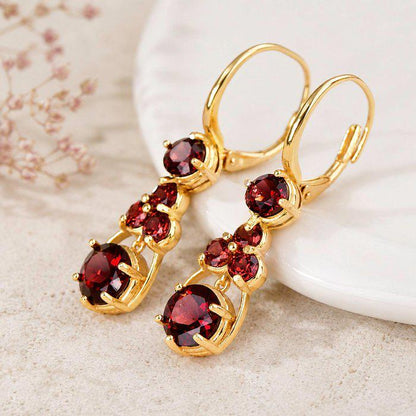 Natural Garnet Drop Earrings | Certified ALGT Genuine Garnet Earrings | Gold Vermeil over 925 Sterling Silver | January Birthstone Gift