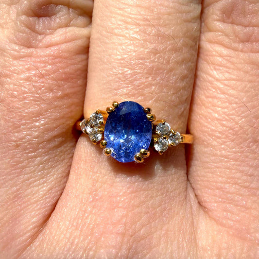 Natural 1.5 Ct Oval Tanzanite Ring | Solid 925 Sterling Silver Ring | Promise Engagement Gift