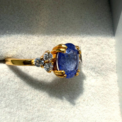 Natural 1.5 Ct Oval Tanzanite Ring | Solid 925 Sterling Silver Ring | Promise Engagement Gift