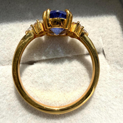 Natural 1.5 Ct Oval Tanzanite Ring | Solid 925 Sterling Silver Ring | Promise Engagement Gift