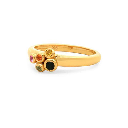 Certified Multi-Color Sapphire Ring | Gold Plated 925 Sterling Silver | Rainbow Sapphire Ring