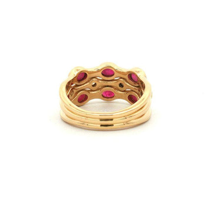 Certified Natural Ruby Ring | Gold Plated 925 Sterling Silver | Natural Heated Rubies & White Topaz | July Birthstone | Statement Stack Ring