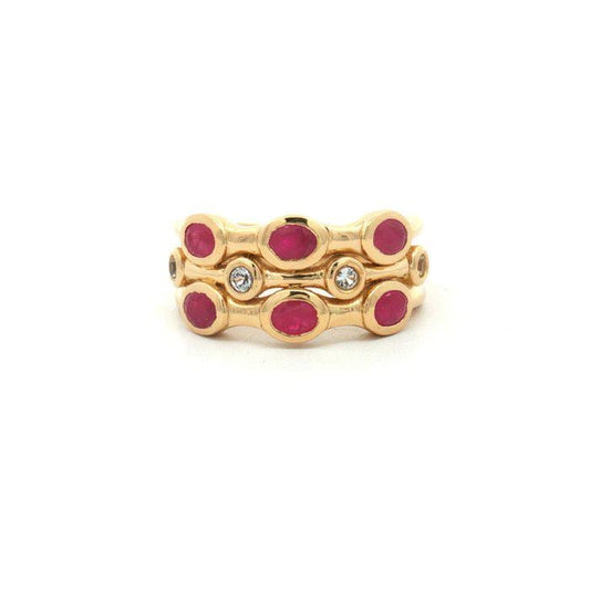 Certified Natural Ruby Ring | Gold Plated 925 Sterling Silver | Natural Heated Rubies & White Topaz | July Birthstone | Statement Stack Ring