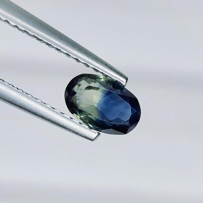 IGI Certified Bi-Color Sapphire 0.84 Ct | Natural Green & Blue Sapphire | Oval Cut Loose Gemstone | Heated Parti Sapphire