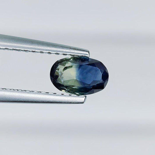 IGI Certified Bi-Color Sapphire 0.84 Ct | Natural Green & Blue Sapphire | Oval Cut Loose Gemstone | Heated Parti Sapphire