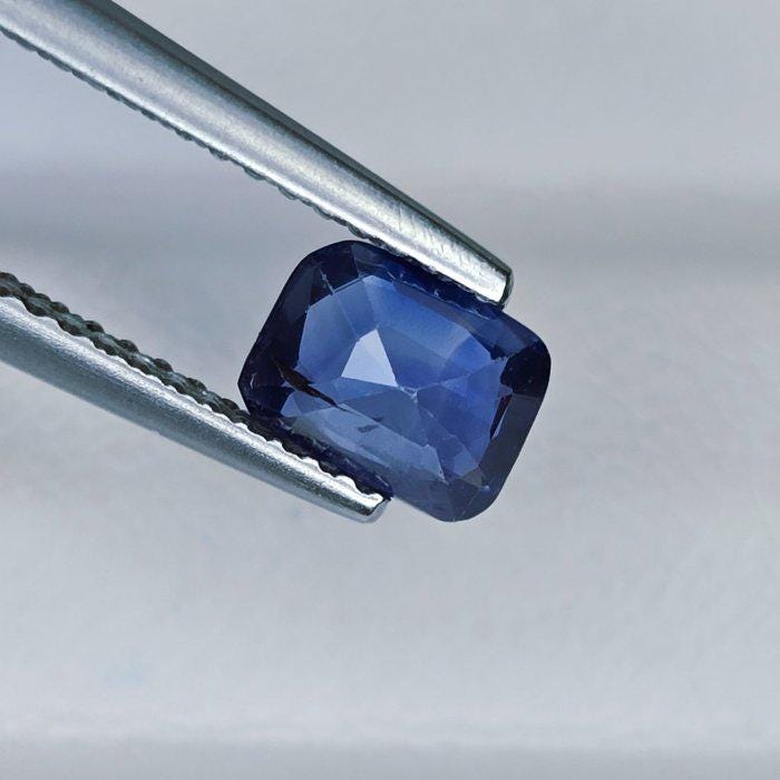 IGI Certified Deep Blue Sapphire 0.87 Ct | Natural Blue Sapphire | Cushion Rectangle Loose Sapphire | Heated Sapphire | September Birthstone