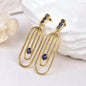 Natural Sapphire Statement Earrings | ALGT Certified Blue Sapphire Earrings | Gold Geometric Dangle Earrings | Modern Sapphire Jewelry