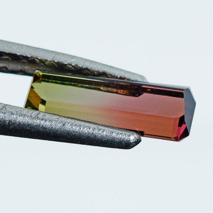 IGI Certified Bi-Color Tourmaline 0.96 Ct | Watermelon Tourmaline | Emerald Cut Loose Gemstone | Natural Pink & Yellow Green Tourmaline