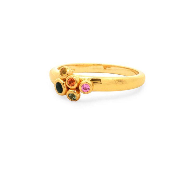 Certified Multi-Color Sapphire Ring | Gold Plated 925 Sterling Silver | Rainbow Sapphire Ring