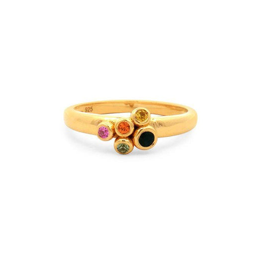 Certified Multi-Color Sapphire Ring | Gold Plated 925 Sterling Silver | Rainbow Sapphire Ring