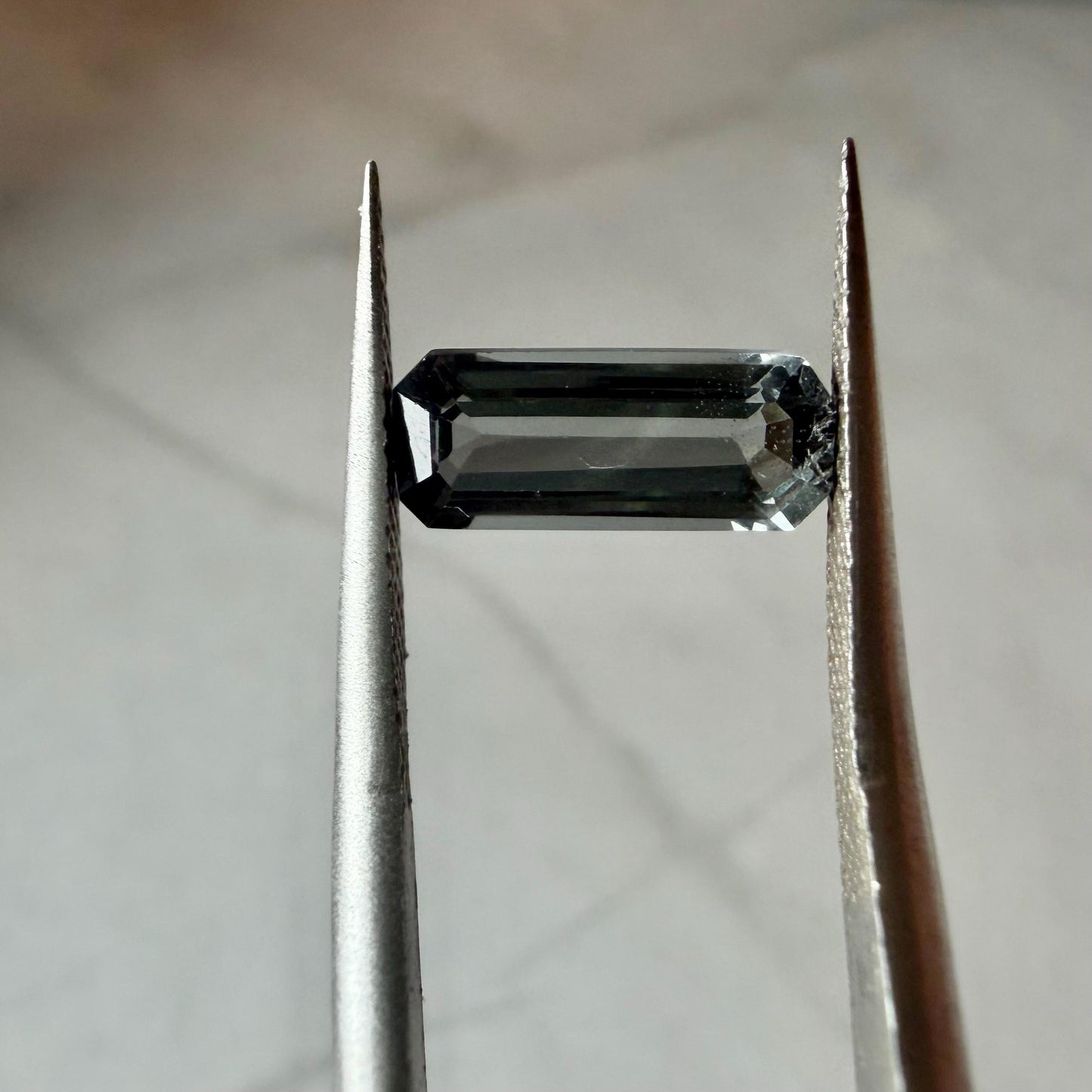1.82 Ct Natural Blue Gray Spinel | IGI Certified Emerald Cut Loose Gemstone | Steel Blue Spinel | October Birthstone | Collector Gem