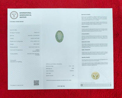 IGI Certified Green Sapphire 0.90 Ct | Natural Green Sapphire | Oval Cut Loose Sapphire | Heated Sapphire | September Birthstone