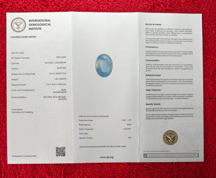 IGI Certified Natural Blue Sapphire 1.50 Ct | Loose Blue Sapphire | Oval Sapphire | Heated Sapphire | September Birthstone