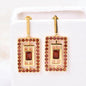 Natural Garnet Drop Earrings | ALGT Certified Untreated Red Garnet Earrings | Geometric Gold Statement Earrings