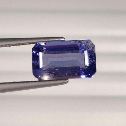 3.23 Ct Natural Violet Iolite Gemstone, Certified Untreated Octagon Step Cut Loose Stone, Blue Purple Gem for Custom Jewelry
