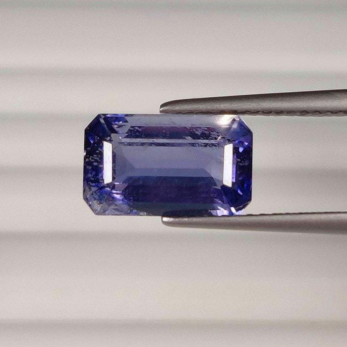3.23 Ct Natural Violet Iolite Gemstone, Certified Untreated Octagon Step Cut Loose Stone, Blue Purple Gem for Custom Jewelry