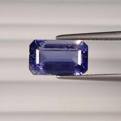 3.23 Ct Natural Violet Iolite Gemstone, Certified Untreated Octagon Step Cut Loose Stone, Blue Purple Gem for Custom Jewelry