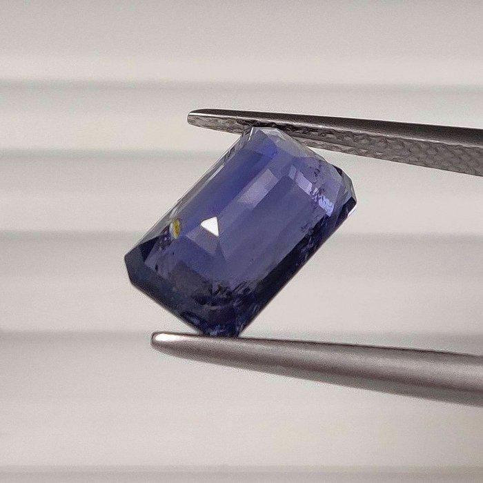 3.23 Ct Natural Violet Iolite Gemstone, Certified Untreated Octagon Step Cut Loose Stone, Blue Purple Gem for Custom Jewelry