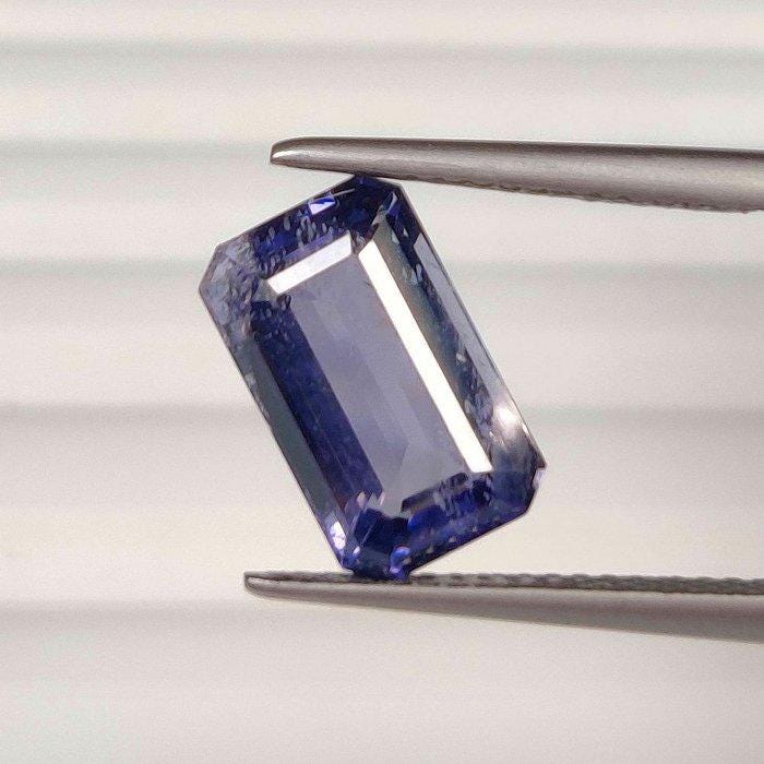 3.23 Ct Natural Violet Iolite Gemstone, Certified Untreated Octagon Step Cut Loose Stone, Blue Purple Gem for Custom Jewelry