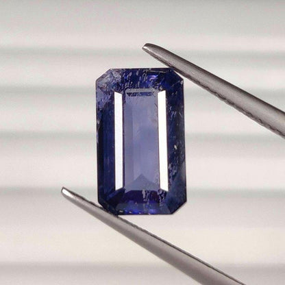 3.23 Ct Natural Violet Iolite Gemstone, Certified Untreated Octagon Step Cut Loose Stone, Blue Purple Gem for Custom Jewelry