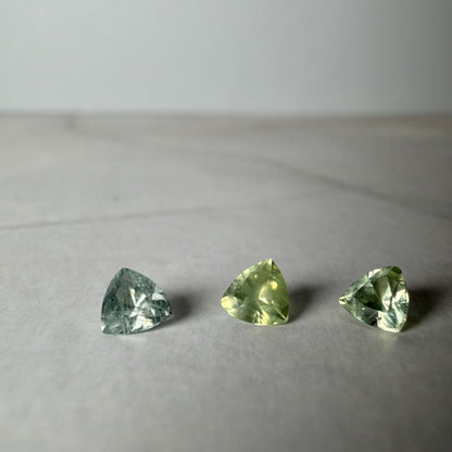0.75 TCW Unheated Montana Sapphire Trillion Set | 3 Hand Mined Natural Loose Sapphires | Blue & Green Montana Gemstone Suite