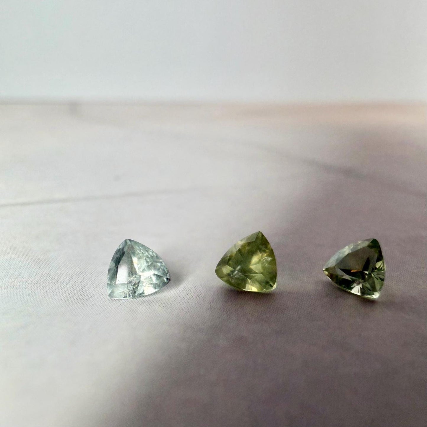 0.75 TCW Unheated Montana Sapphire Trillion Set | 3 Hand Mined Natural Loose Sapphires | Blue & Green Montana Gemstone Suite
