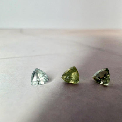 0.75 TCW Unheated Montana Sapphire Trillion Set | 3 Hand Mined Natural Loose Sapphires | Blue & Green Montana Gemstone Suite
