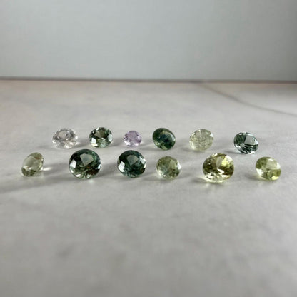 1.70 TCW Montana Sapphire Parcel – 12 Faceted Natural Sapphires – Teal Green Yellow Lavender