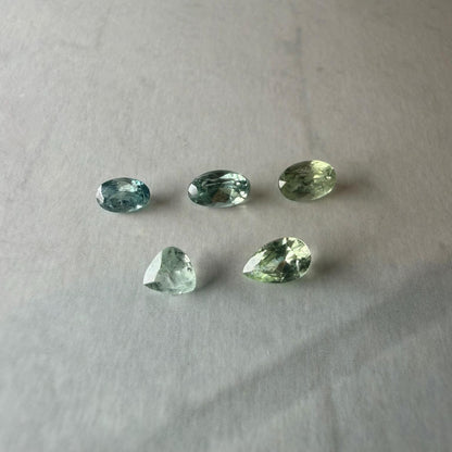 1.5 TCW Heated Montana Sapphire Lot – 5 Natural Blue Green Sapphires – Faceted Loose Gemstones – Montana Gems for Jewelry
