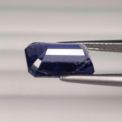 3.23 Ct Natural Violet Iolite Gemstone, Certified Untreated Octagon Step Cut Loose Stone, Blue Purple Gem for Custom Jewelry