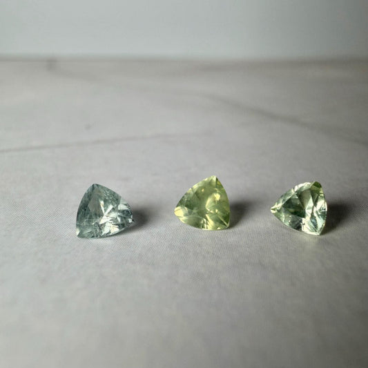 0.75 TCW Unheated Montana Sapphire Trillion Set | 3 Hand Mined Natural Loose Sapphires | Blue & Green Montana Gemstone Suite