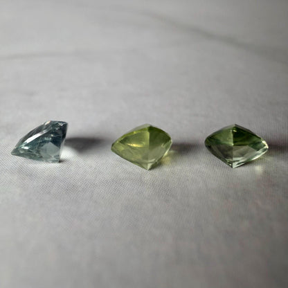 0.75 TCW Unheated Montana Sapphire Trillion Set | 3 Hand Mined Natural Loose Sapphires | Blue & Green Montana Gemstone Suite
