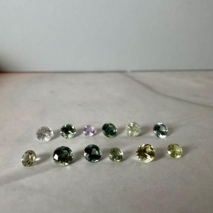 1.70 TCW Montana Sapphire Parcel – 12 Faceted Natural Sapphires – Teal Green Yellow Lavender