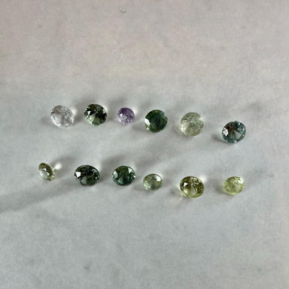 1.70 TCW Montana Sapphire Parcel – 12 Faceted Natural Sapphires – Teal Green Yellow Lavender