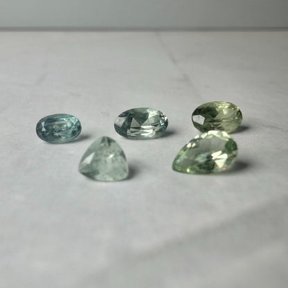 1.5 TCW Heated Montana Sapphire Lot – 5 Natural Blue Green Sapphires – Faceted Loose Gemstones – Montana Gems for Jewelry