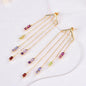 Natural Garnet & Peridot Chandelier Earrings | Certified Gemstone Dangle Earrings | 6.28g Gold Tone Statement Earrings