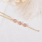 Natural Pink Sapphire Necklace | Certified Sapphire Y Drop Necklace | Three Stone Pink Sapphire Gold Tone Jewelry