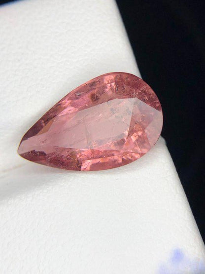 5.51 Ct Natural Pink Tourmaline Pear | Certified Orangish Pink Liddicoatite Tourmaline | Large Loose Gemstone ICA GemLab