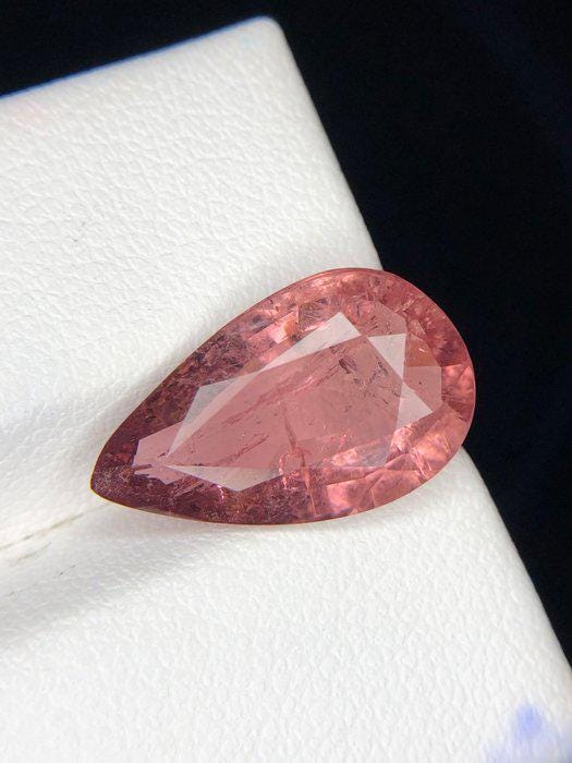 5.51 Ct Natural Pink Tourmaline Pear | Certified Orangish Pink Liddicoatite Tourmaline | Large Loose Gemstone ICA GemLab