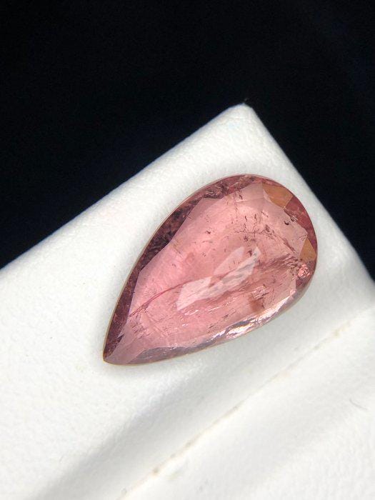 5.51 Ct Natural Pink Tourmaline Pear | Certified Orangish Pink Liddicoatite Tourmaline | Large Loose Gemstone ICA GemLab