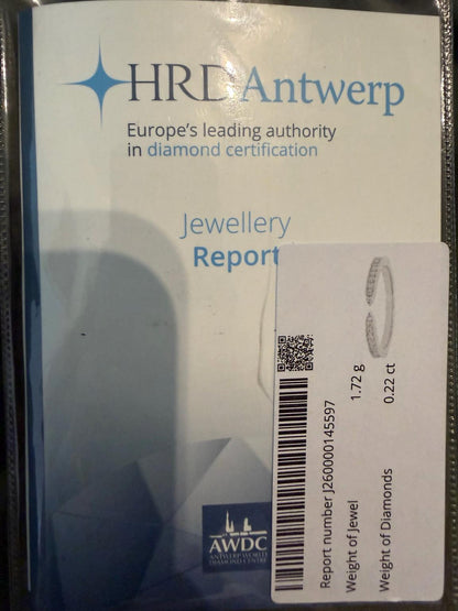 Certified Natural Diamond Chevron Ring, 0.22 CTW F-G SI Diamonds, Gold Plated Sterling Silver V Wedding Band, HRD Antwerp