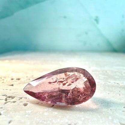 5.51 Ct Natural Pink Tourmaline Pear | Certified Orangish Pink Liddicoatite Tourmaline | Large Loose Gemstone ICA GemLab