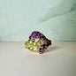 Certified Amethyst Peridot Ring | 2.73 CT Natural Gemstone Statement Ring | Gold Plated Sterling Silver | HRD Antwerp