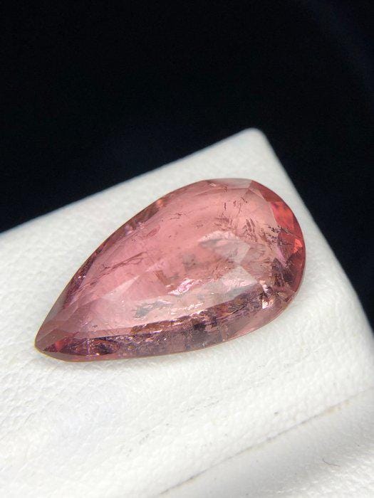 5.51 Ct Natural Pink Tourmaline Pear | Certified Orangish Pink Liddicoatite Tourmaline | Large Loose Gemstone ICA GemLab
